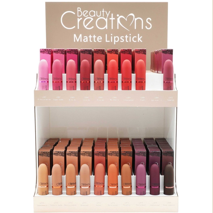 Beauty Creations Labiales | L Piz Labial Mate Beauty Creations - Venta Al Por Mayor Display 228 Unidades + 19 Tester (Dls)