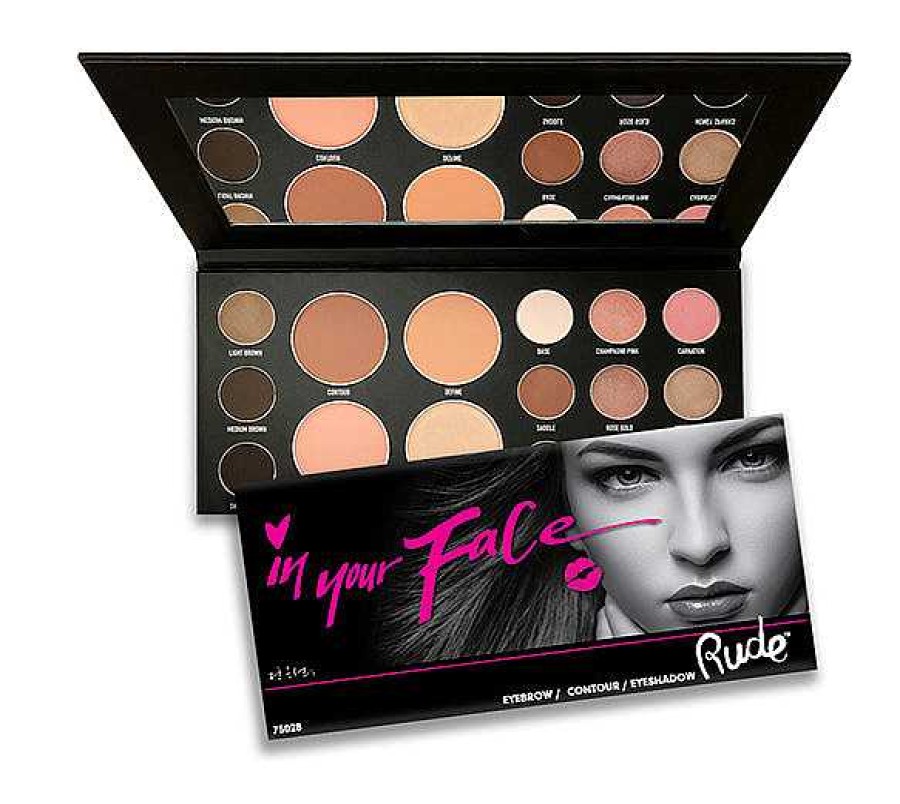 Rude Cosmetics Contorno | In Your Face 3-In-1 Palette Rude Cosmetics - Venta Al Por Mayor Pack 4 Unidades (Rc-75028)