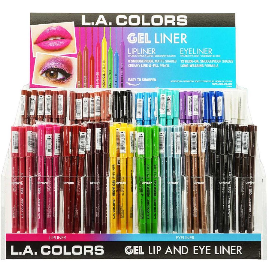 L.A. Colors Delineador De Ojos | Delineador De Labios Y Ojos En Gel L.A. Colors - Venta Al Por Mayor Display 180 Unidades (Cad469)