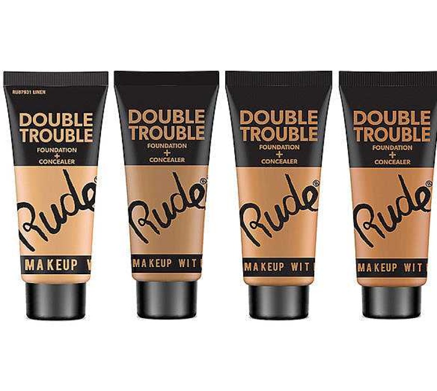 Rude Cosmetics Bases | Base Doble Problema + Corrector 4 Tonos Rude Cosmetics - Venta Al Por Mayor Pack 12Pzs (Rc-Dtfc)