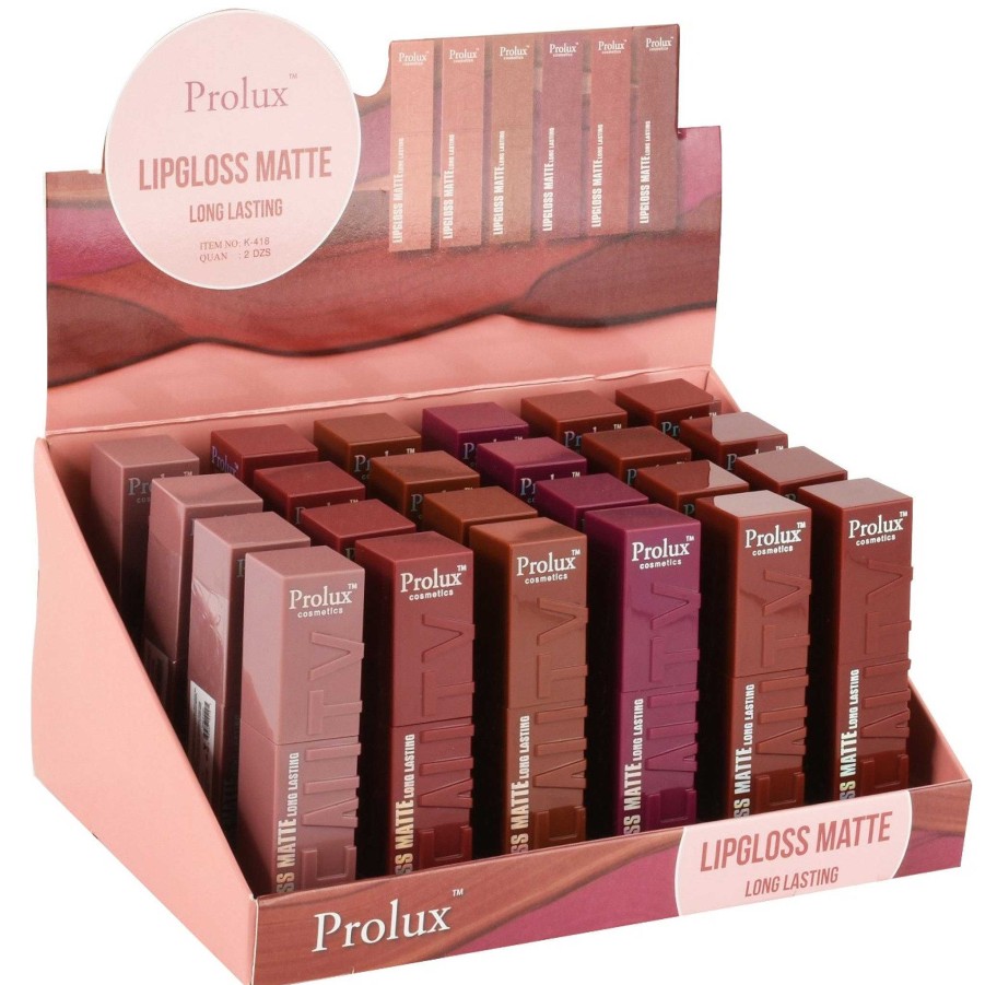 Prolux Brillos | Brillo De Labios Mate De Larga Duraci N Prolux - Venta Al Por Mayor Display 24 Unidades (K-418)